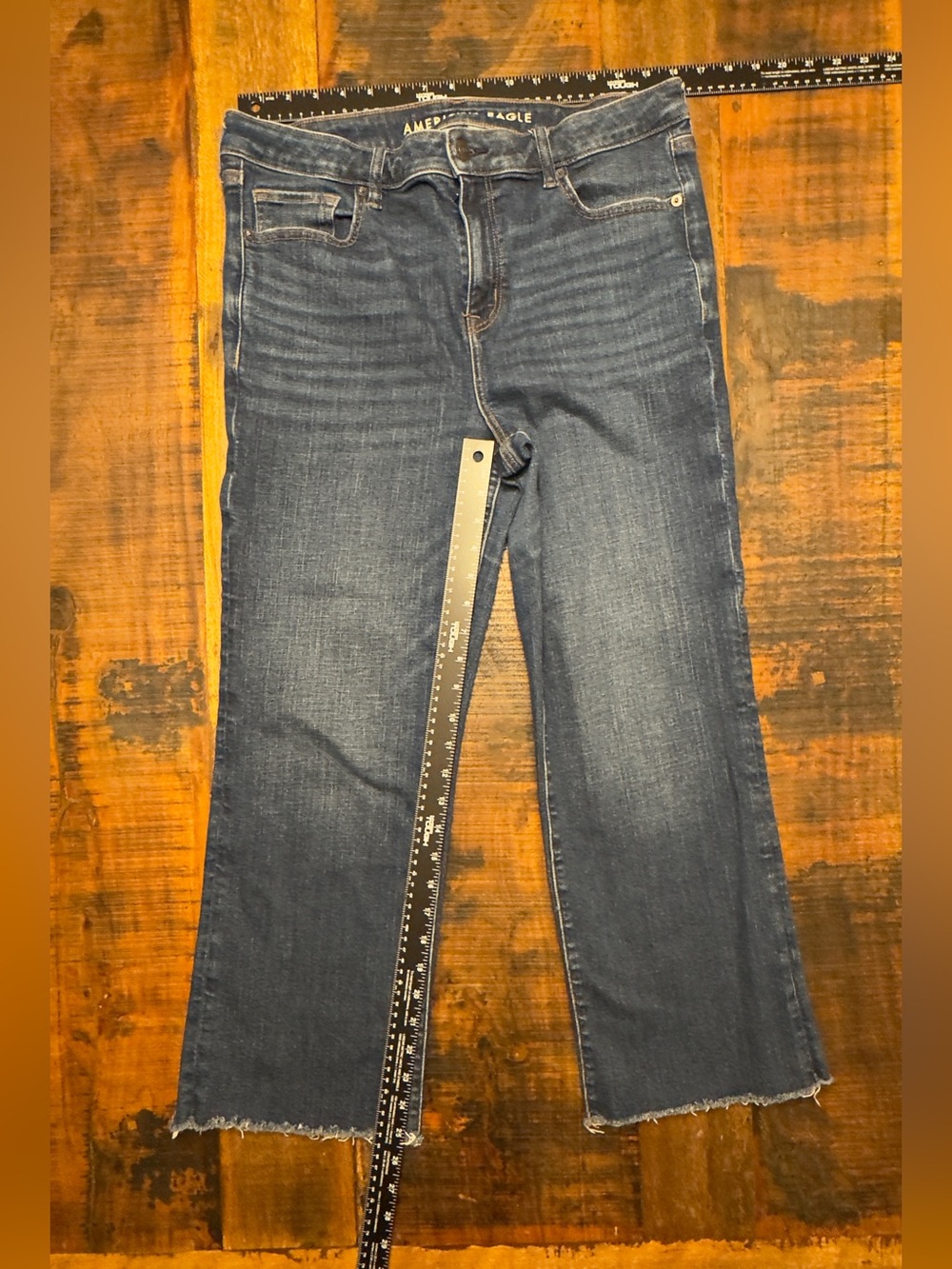 American Eagle Outfitters Women’s Dark Blue Cropped Straight-Leg Jeans 14R